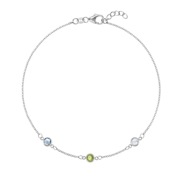 Personalized Classic 3 Birthstone Bracelet in 14k Gold sold by Haverhill