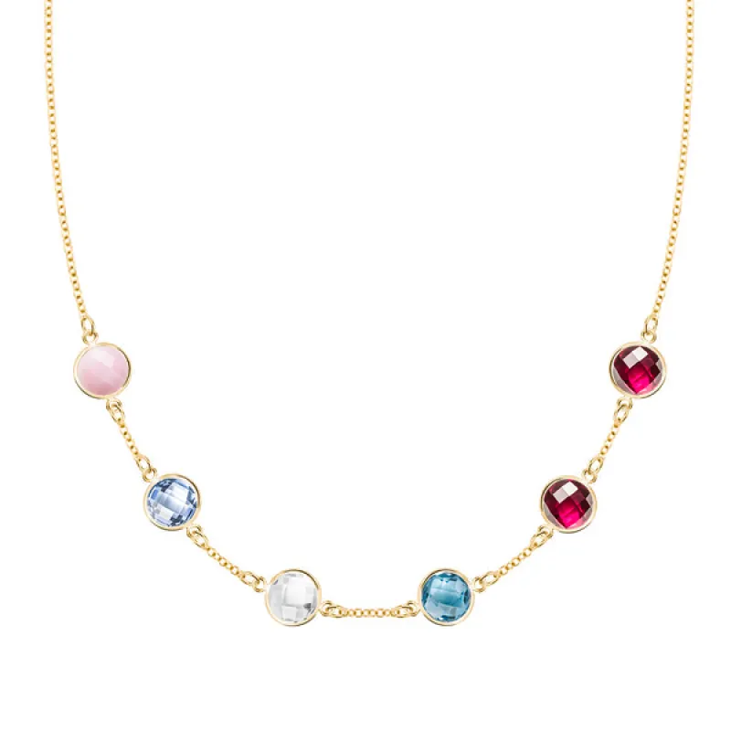 Personalized Grand 6 Birthstone Necklace in 14k Gold sold by Haverhill