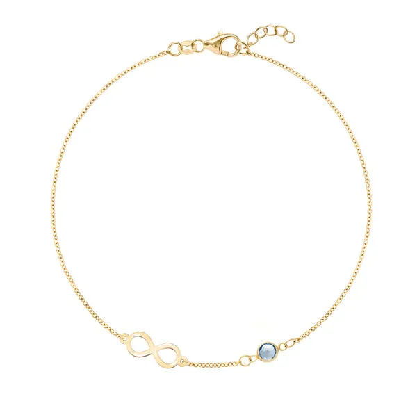 Personalized Classic Infinity & 1 Birthstone Bracelet in 14k Gold sold by Haverhill