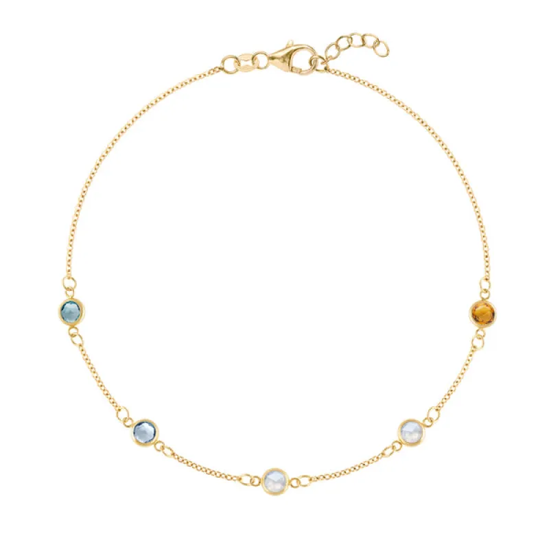Personalized Classic 5 Birthstone Bracelet in 14k Gold sold by Haverhill