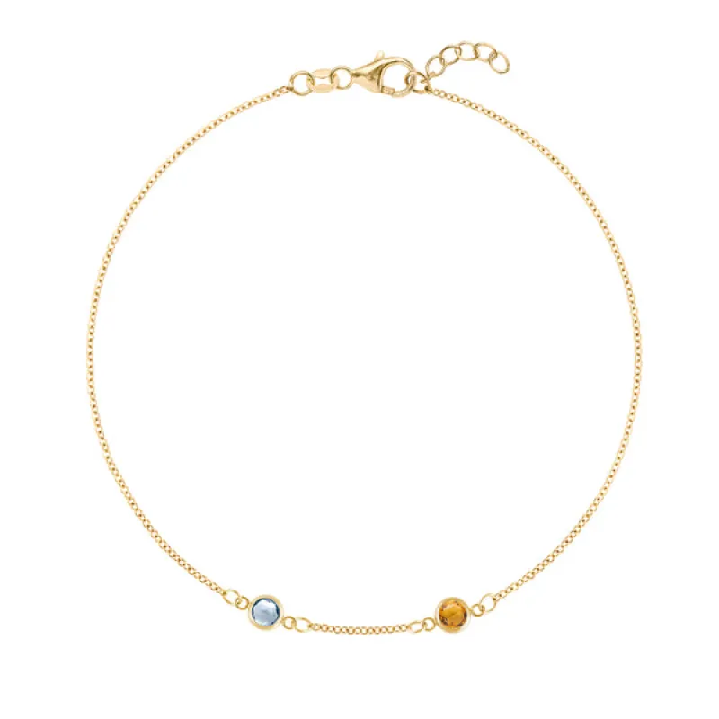 Personalized Classic 2 Birthstone Bracelet in 14k Gold sold by Haverhill