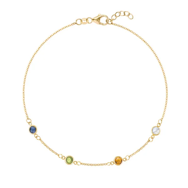 Personalized Classic 4 Birthstone Bracelet in 14k Gold sold by Haverhill