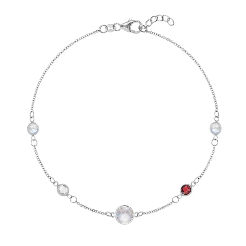 Personalized 1 Grand & 4 Classic Birthstone Bracelet in 14k Gold sold by Haverhill