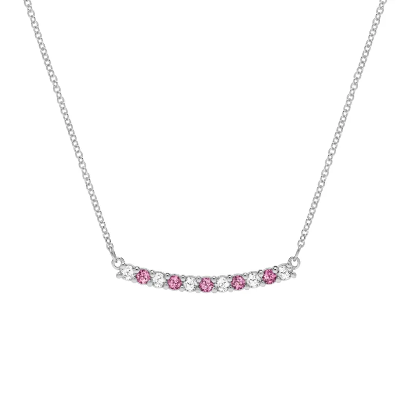 Rosecliff Diamond & Pink Tourmaline Bar Necklace in 14k White Gold (16" + 2" Extender) sold by Haverhill