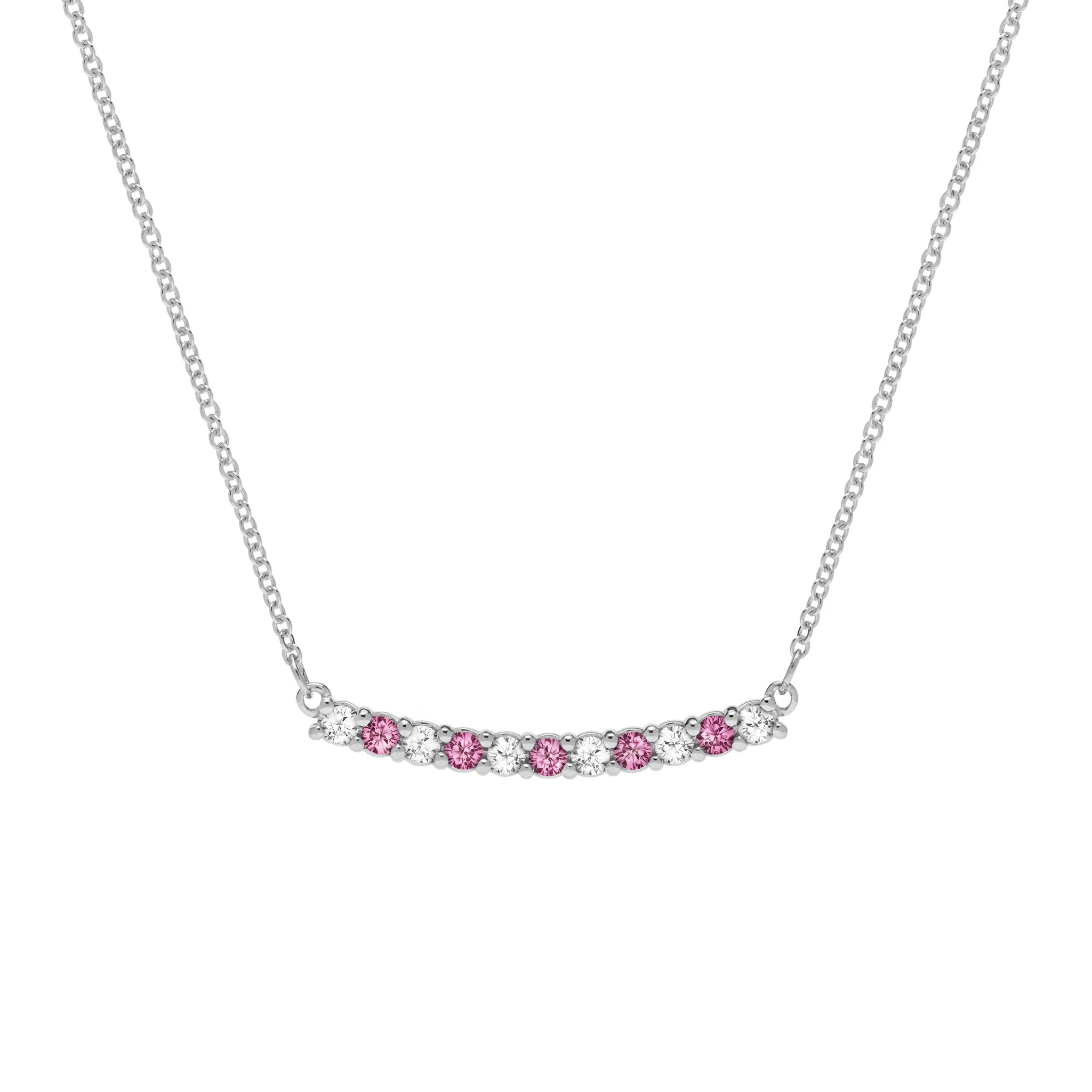 Rosecliff Diamond & Pink Tourmaline Bar Necklace in 14k White Gold (16" + 2" Extender) sold by Haverhill