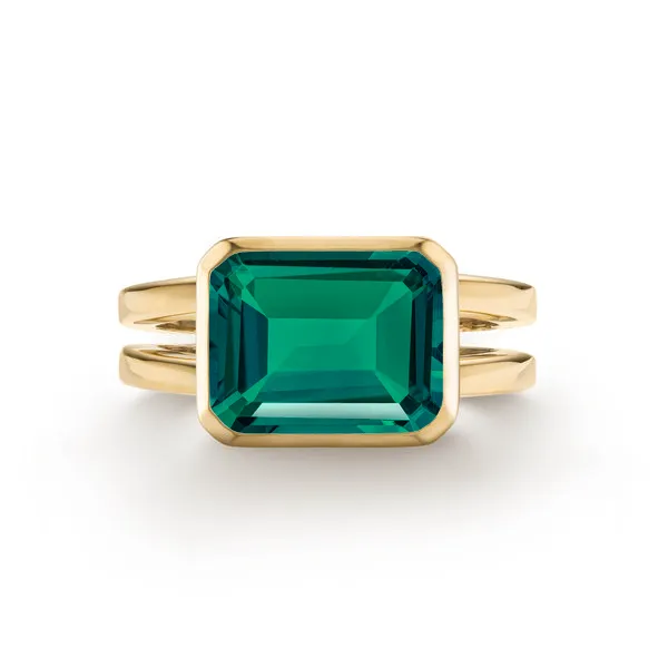Personalized Warren Horizontal Birthstone Ring in 14k Gold sold by Haverhill