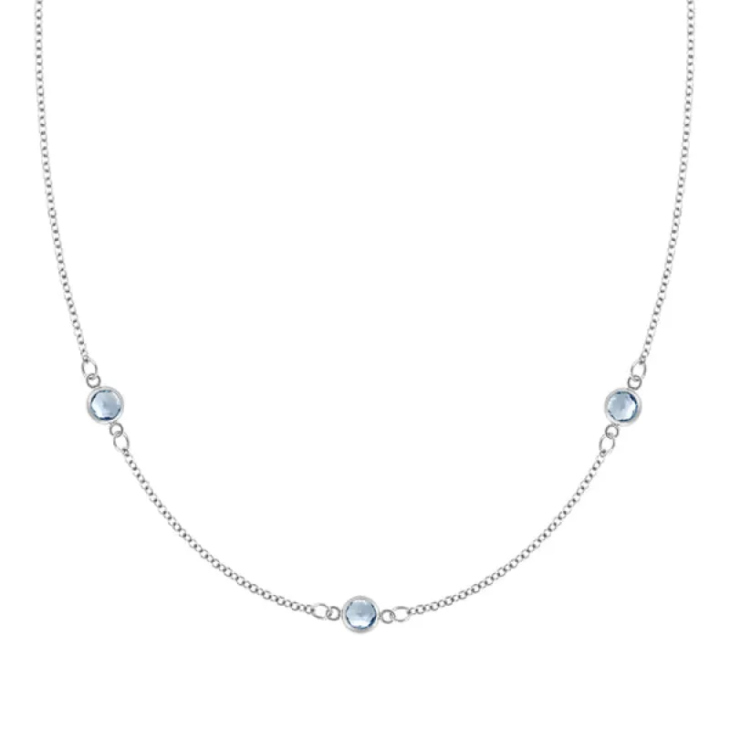 Personalized Classic 3 Birthstone Necklace in 14k Gold sold by Haverhill