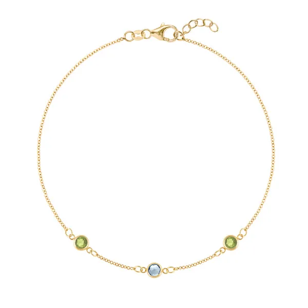 Personalized Classic 3 Birthstone Bracelet in 14k Gold sold by Haverhill