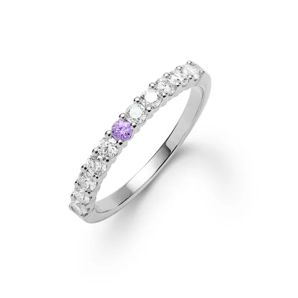 Personalized Rosecliff Birthstone Stackable Ring in 14k Gold sold by Haverhill