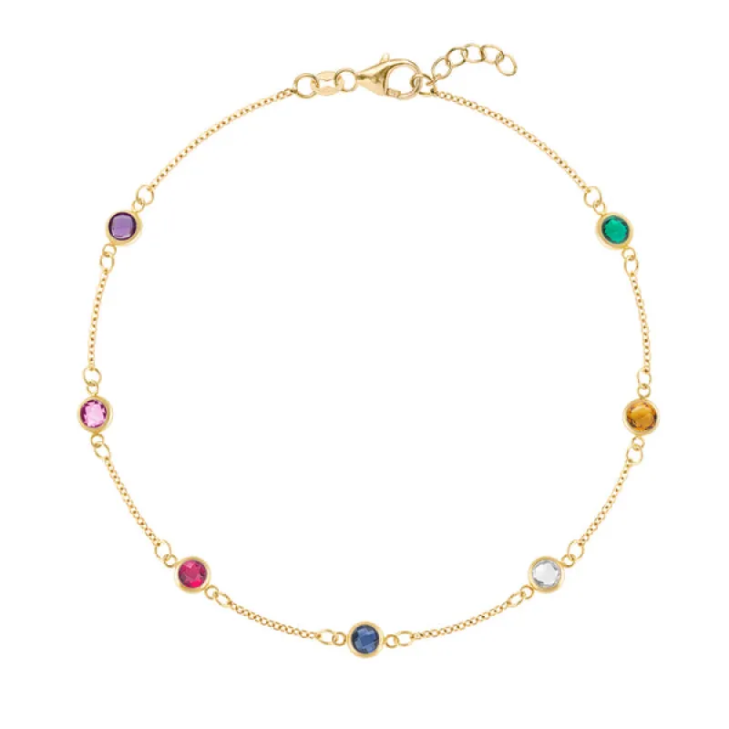 Personalized Classic 7 Birthstone Bracelet in 14k Gold sold by Haverhill