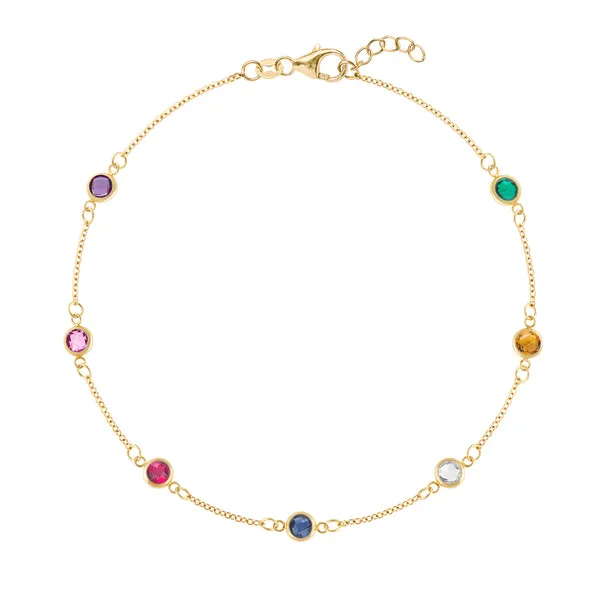 Personalized Classic 7 Birthstone Bracelet in 14k Gold sold by Haverhill