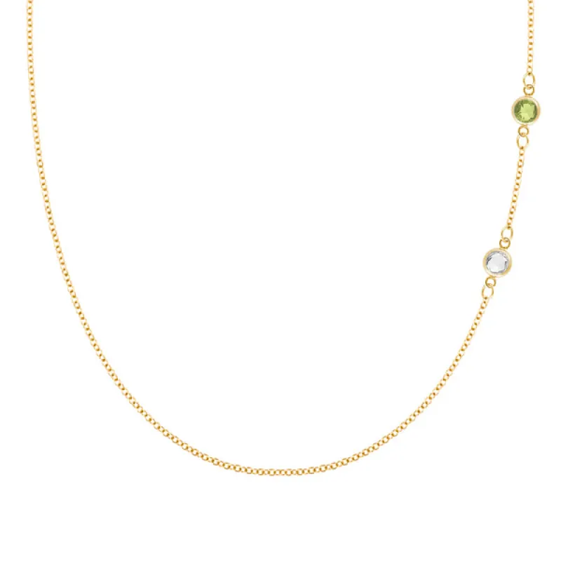 Personalized Classic 2 Birthstone Necklace in 14k Gold sold by Haverhill