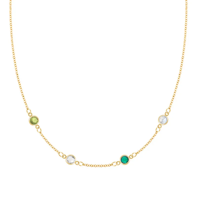 Personalized Classic 4 Birthstone Necklace in 14k Gold sold by Haverhill