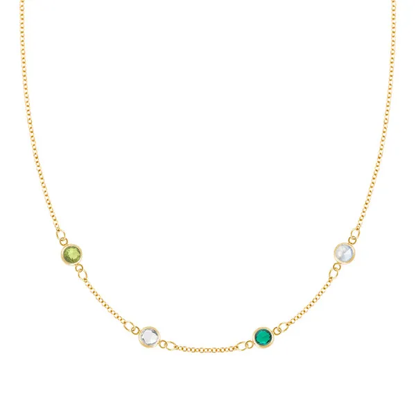 Personalized Classic 4 Birthstone Necklace in 14k Gold sold by Haverhill