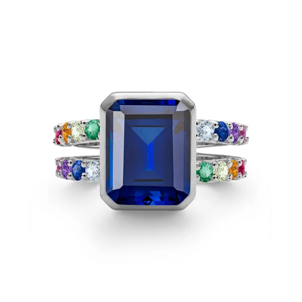 Personalized Rainbow Warren Vertical Ring in 14k Gold sold by Haverhill