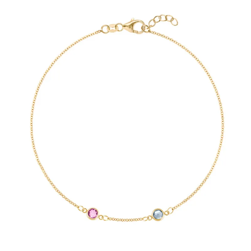 Personalized Classic 2 Birthstone Bracelet in 14k Gold sold by Haverhill