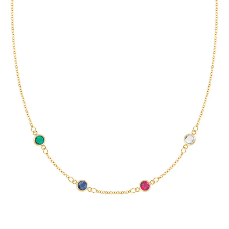 Personalized Classic 4 Birthstone Necklace in 14k Gold sold by Haverhill