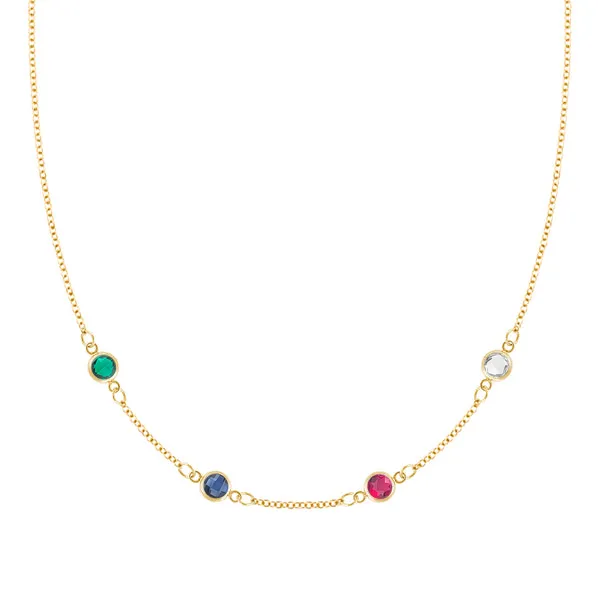 Personalized Classic 4 Birthstone Necklace in 14k Gold sold by Haverhill
