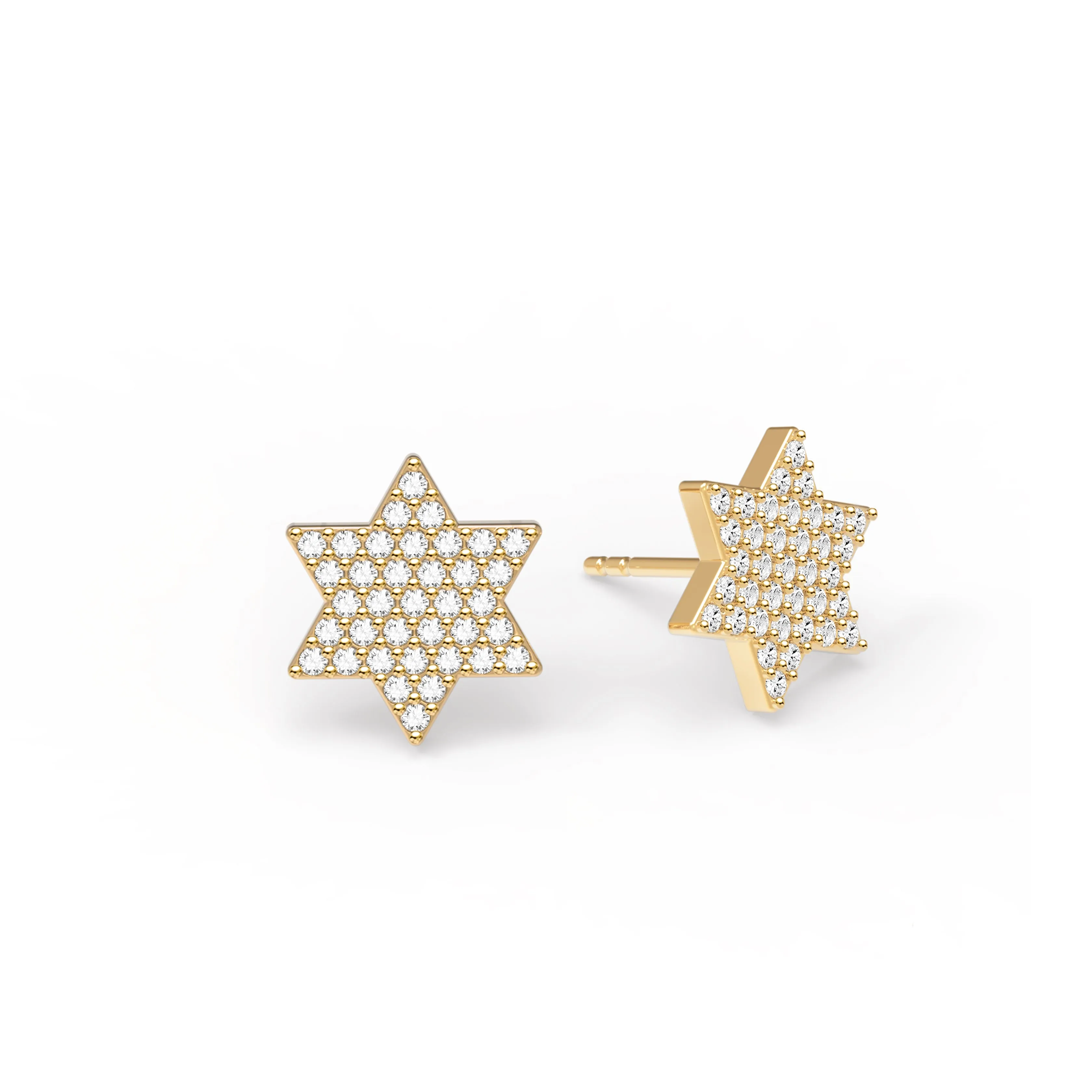 Diamond Star of David Stud Earrings in Solid 14k Gold sold by Haverhill