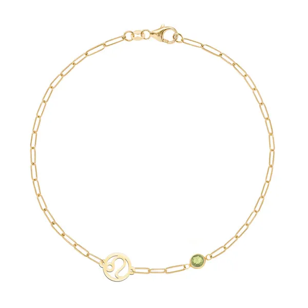 Personalized Zodiac & Birthstone Adelaide Mini Bracelet in 14k Gold sold by Haverhill