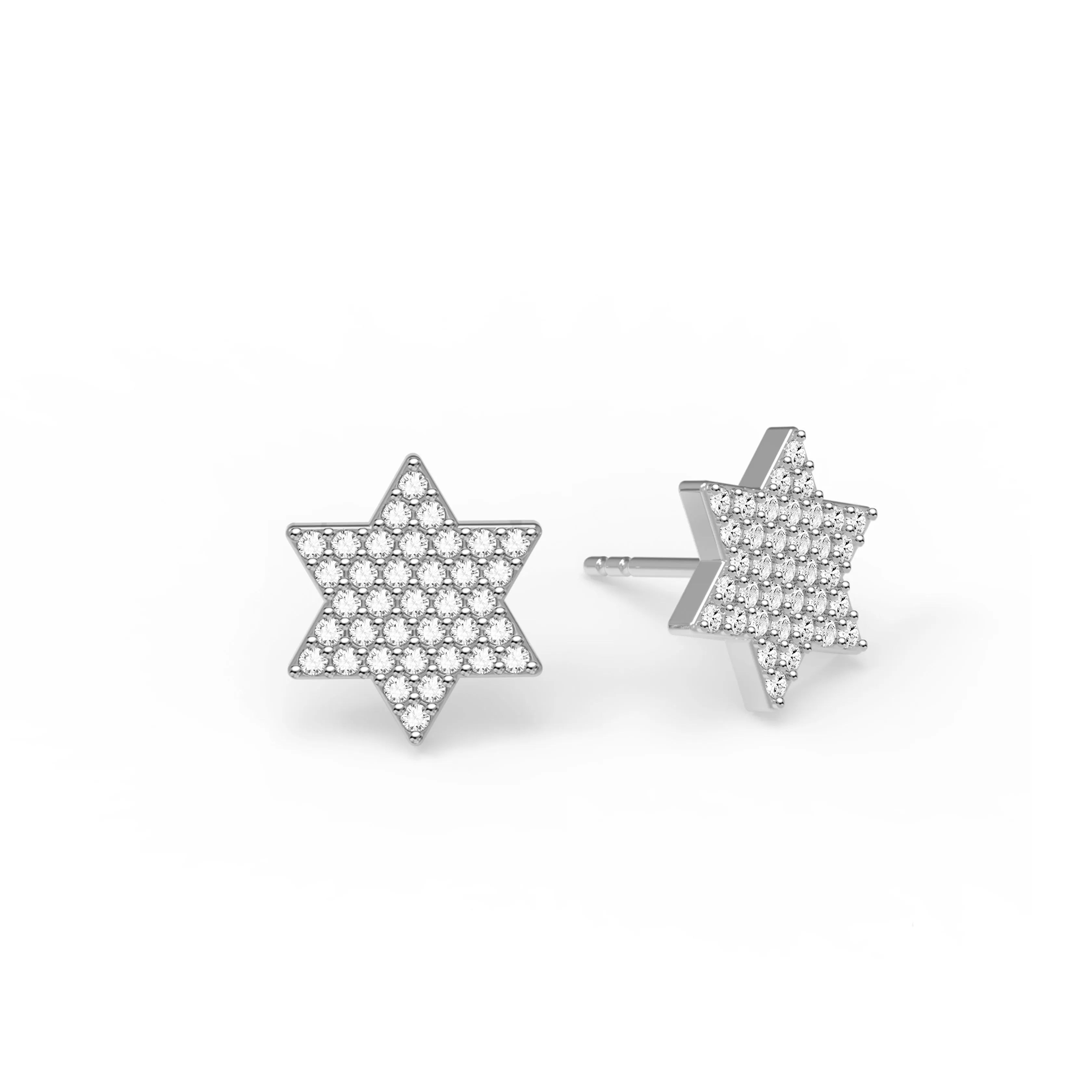 Diamond Star of David Stud Earrings in Solid 14k Gold sold by Haverhill product image thumbnail 5