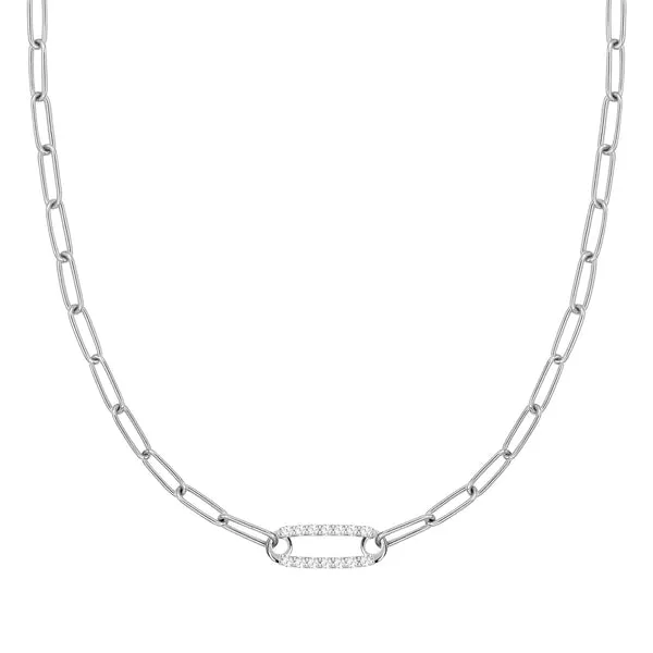 Personalized Adelaide 1 Pavé Birthstone Link Necklace in 14k Gold sold by Haverhill