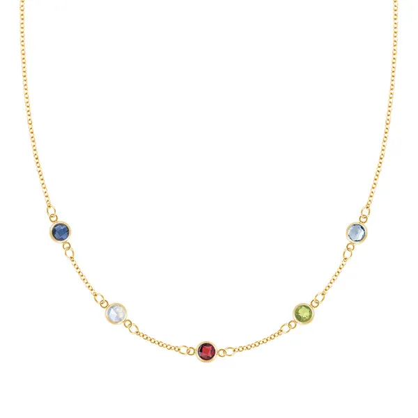 Personalized Classic 5 Birthstone Necklace in 14k Gold sold by Haverhill