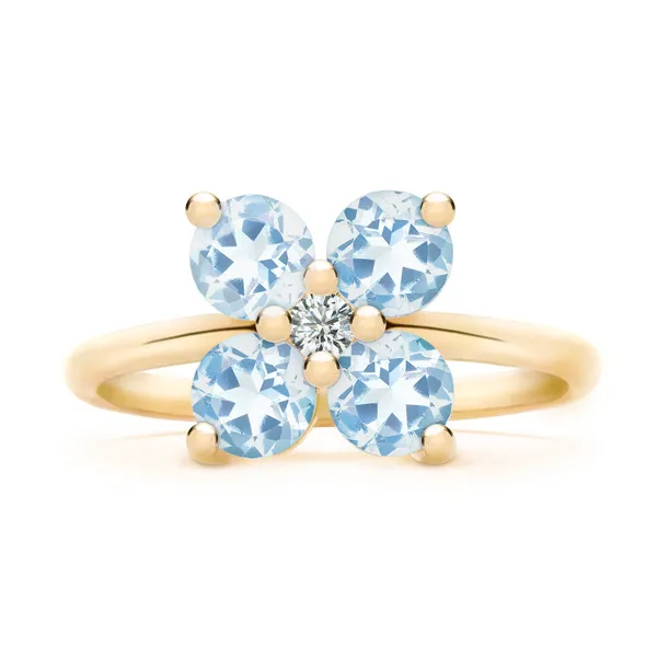 Personalized Greenwich 4 Birthstone & Diamond Ring in 14k Gold sold by Haverhill