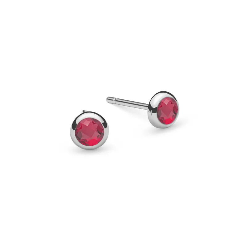 Ruby Birthstone Stud Earrings in 14k White Gold (July) sold by Haverhill