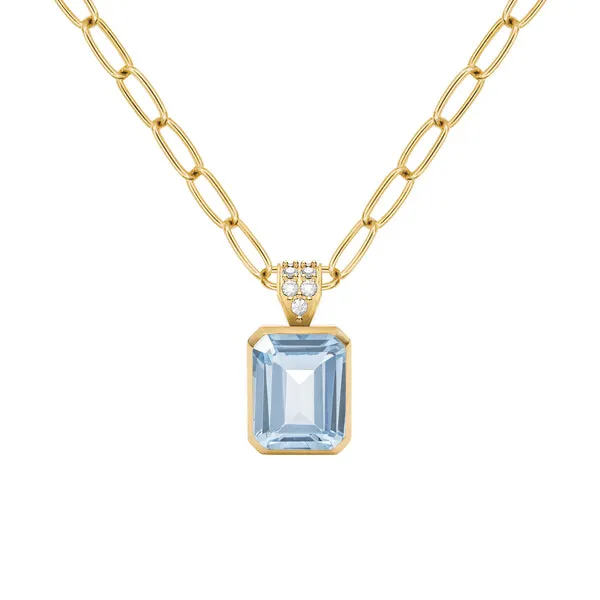 Personalized Warren Birthstone Pendant with Diamond Bale in 14k Gold sold by Haverhill