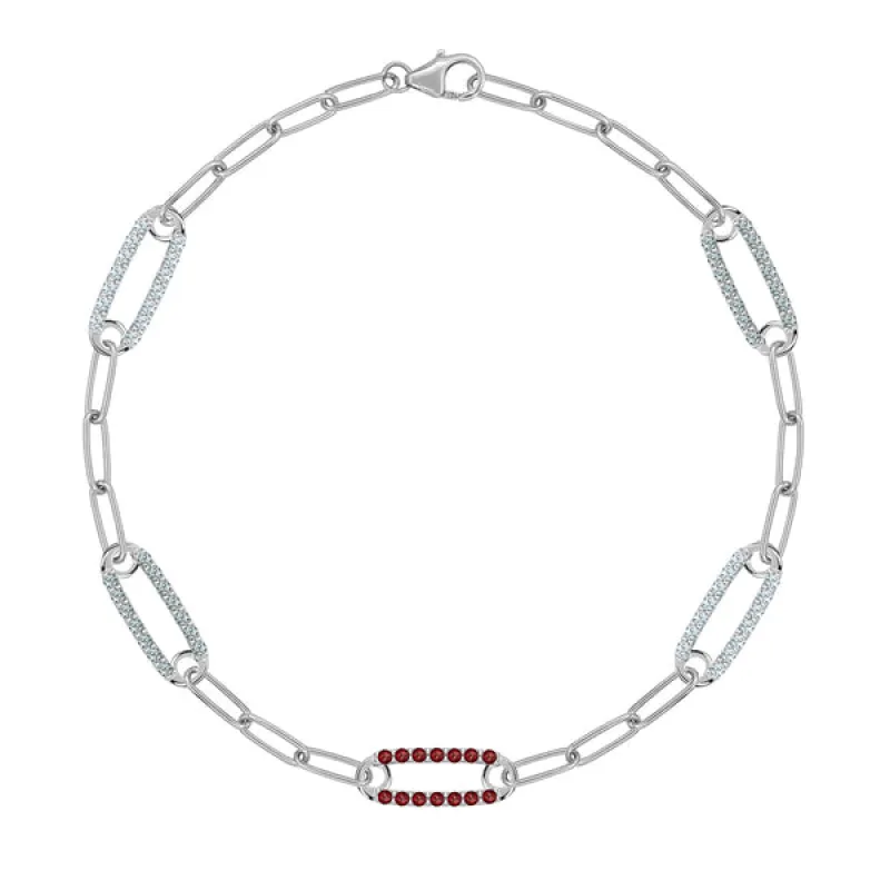 Personalized Adelaide 5 Pavé Birthstone Link Bracelet in 14k Gold sold by Haverhill