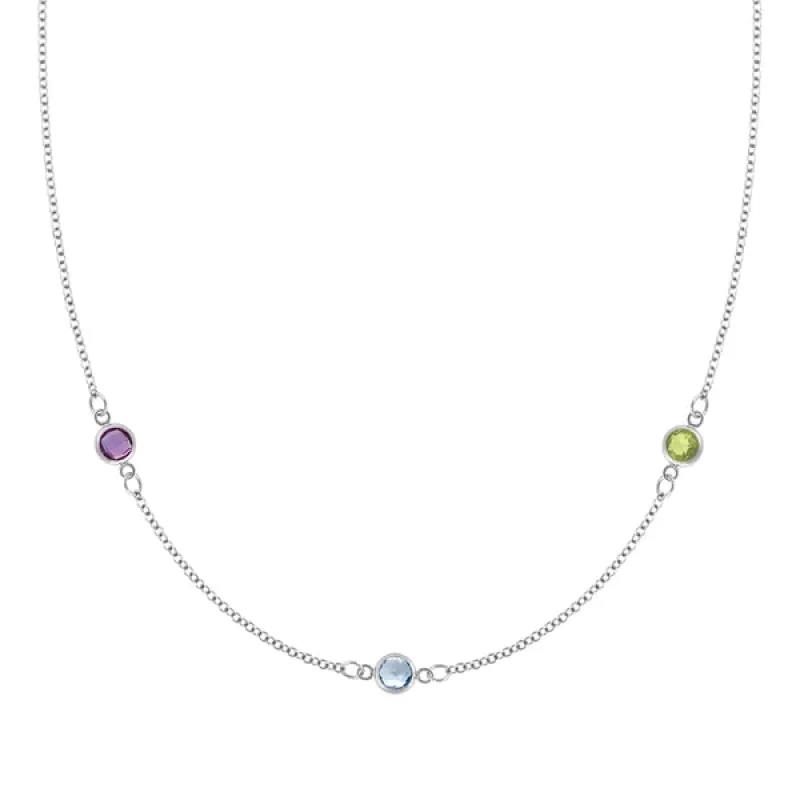 Personalized Classic 3 Birthstone Necklace in 14k Gold sold by Haverhill