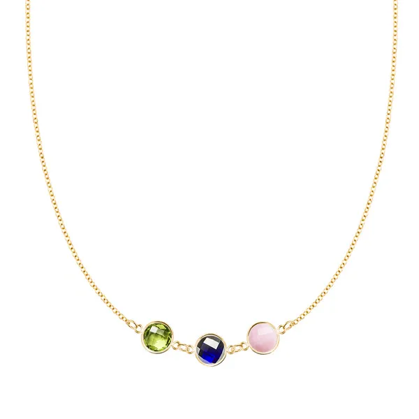 Personalized Grand 3 Connected Birthstone Necklace in 14k Gold sold by Haverhill