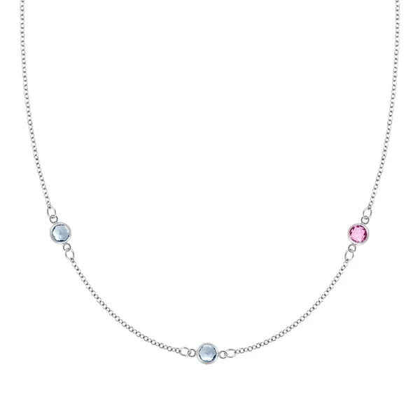 Personalized Classic 3 Birthstone Necklace in 14k Gold sold by Haverhill