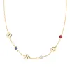 Personalized Classic 3 Letter & 3 Birthstone Necklace in 14k Gold (Single Spacing) sold by Haverhill
