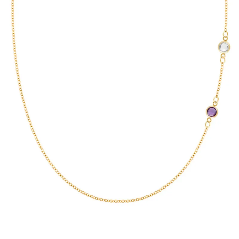 Personalized Classic 2 Birthstone Necklace in 14k Gold made by Haverhill