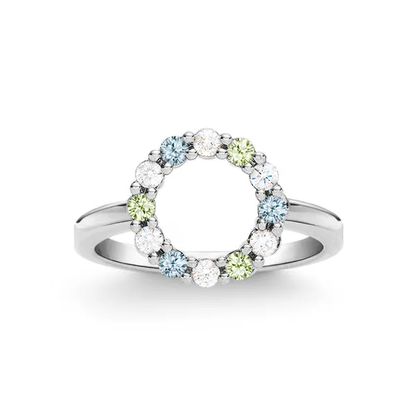 Personalized Rosecliff Small Circle Birthstone Ring in 14k Gold sold by Haverhill