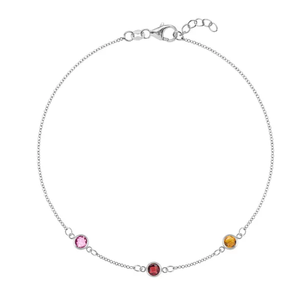 Personalized Classic 3 Birthstone Bracelet in 14k Gold sold by Haverhill