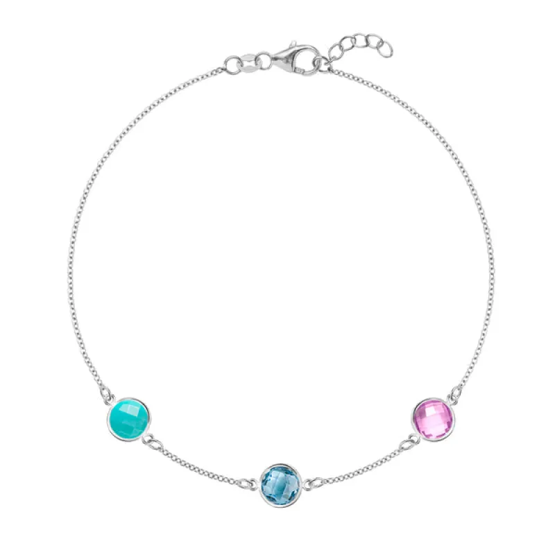 Personalized Grand 3 Birthstone Bracelet in 14k Gold sold by Haverhill