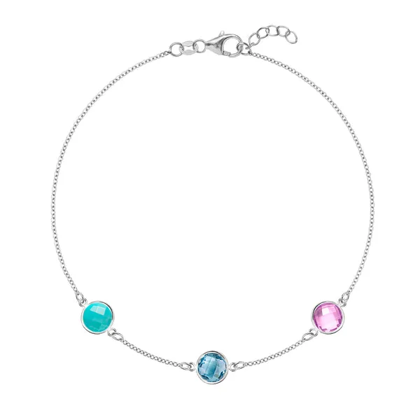 Personalized Grand 3 Birthstone Bracelet in 14k Gold sold by Haverhill