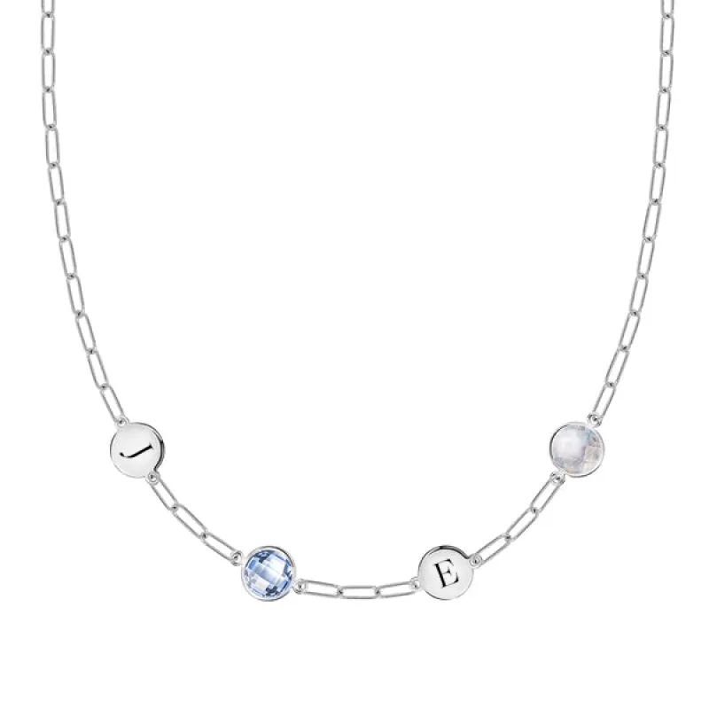 Personalized 2 Letter & 2 Grand Birthstone Adelaide Mini Necklace in 14k Gold sold by Haverhill