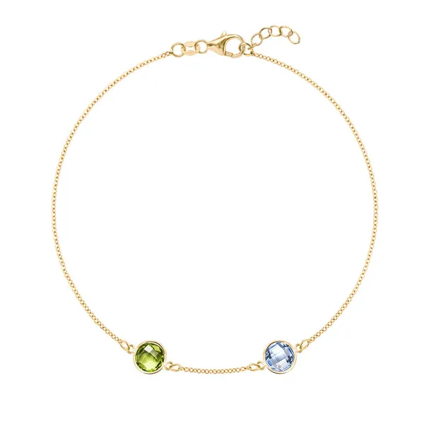 Personalized Grand 2 Birthstone Bracelet in 14k Gold sold by Haverhill