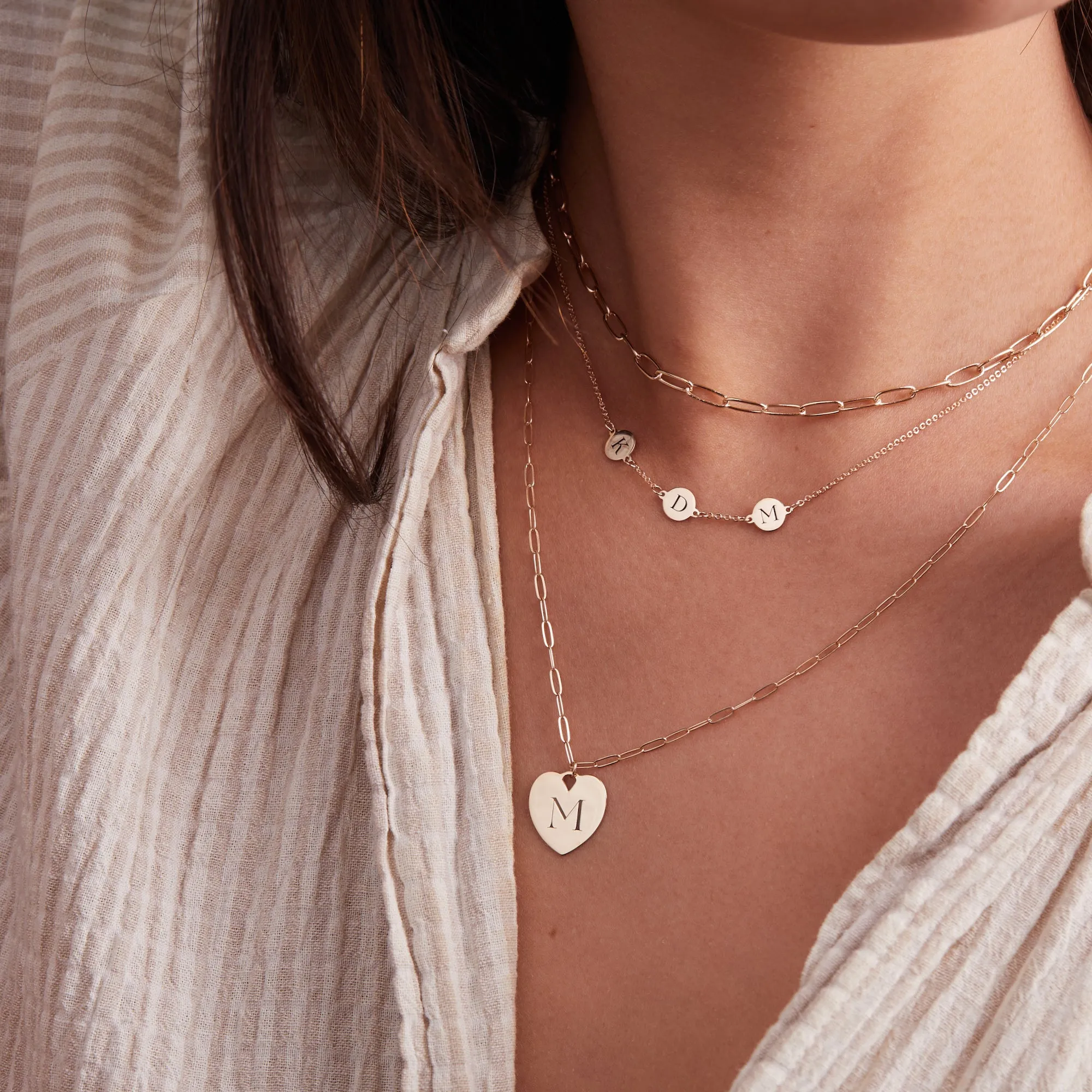 Engravable Flat Heart Pendant with Adelaide Mini Chain in 14k Gold sold by Haverhill product image thumbnail 2