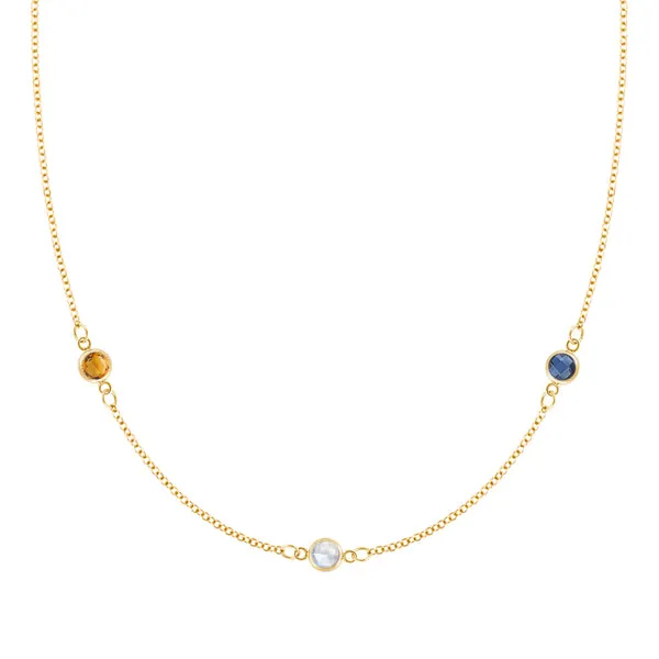 Personalized Classic 3 Birthstone Necklace in 14k Gold sold by Haverhill