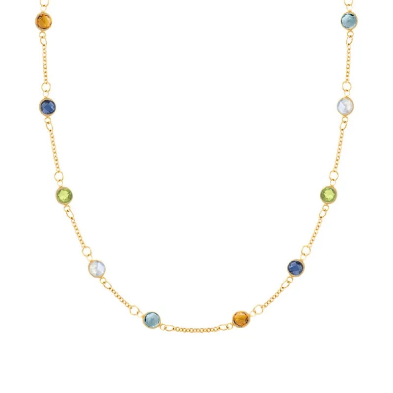 Personalized Classic 10 Birthstone Necklace in 14k Gold sold by Haverhill