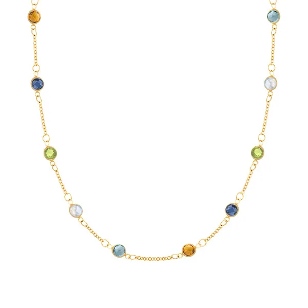 Personalized Classic 10 Birthstone Necklace in 14k Gold sold by Haverhill