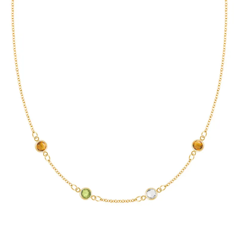 Personalized Classic 4 Birthstone Necklace in 14k Gold sold by Haverhill