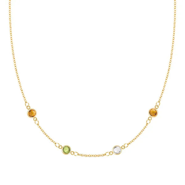 Personalized Classic 4 Birthstone Necklace in 14k Gold sold by Haverhill