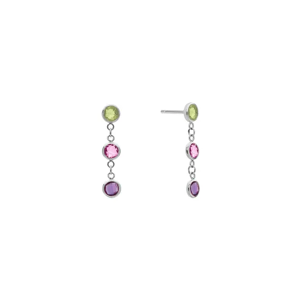 Personalized Classic 3 Birthstone Earrings in 14k Gold sold by Haverhill
