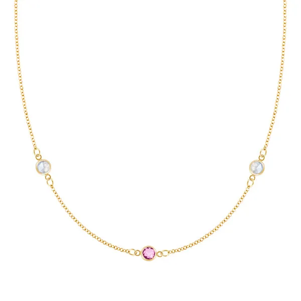 Personalized Classic 3 Birthstone Necklace in 14k Gold sold by Haverhill